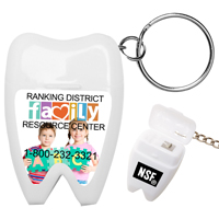 Tooth Shaped Dental Floss Dispenser with Keyring